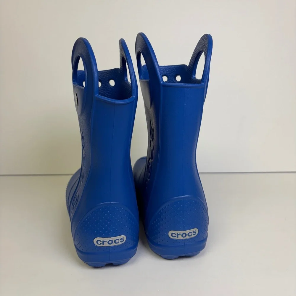 Crocs Handle It Rain Boots Blue Lightning Bolt Cloud Waterproof J1 Kids - Picture 7 of 7